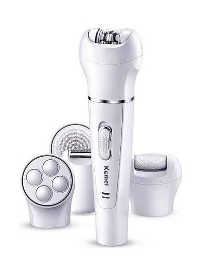 Premium 5-in-1 Women's Painless Hair Removal Epilator, Shaving Machine & Trimmer Kit - White