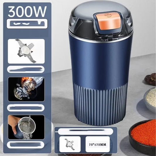 Premium Electric Coffee and Spice Grinder with Stainless Steel 8-Blade Knife - Multi-Purpose Herb, Nut & Grain Mill