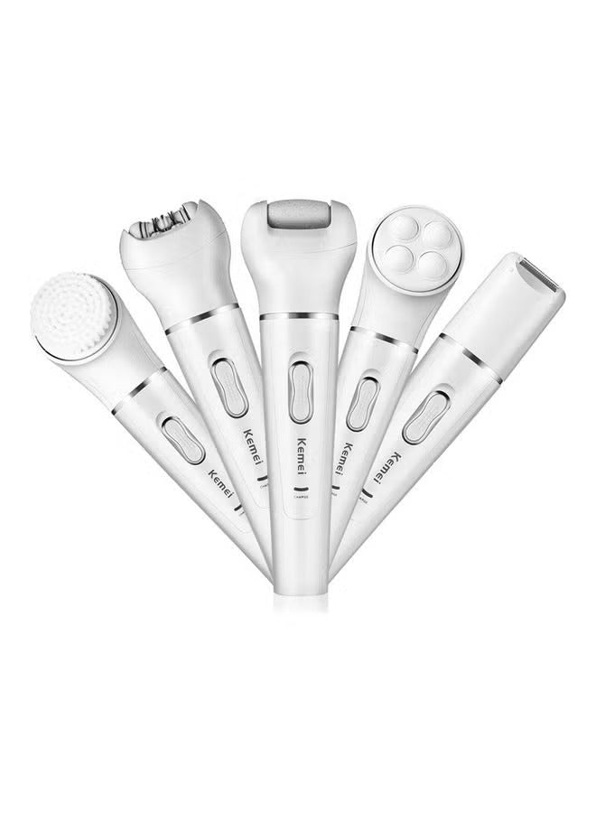 Premium 5-in-1 Women's Painless Hair Removal Epilator, Shaving Machine & Trimmer Kit - White