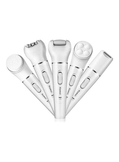 Premium 5-in-1 Women's Painless Hair Removal Epilator, Shaving Machine & Trimmer Kit - White