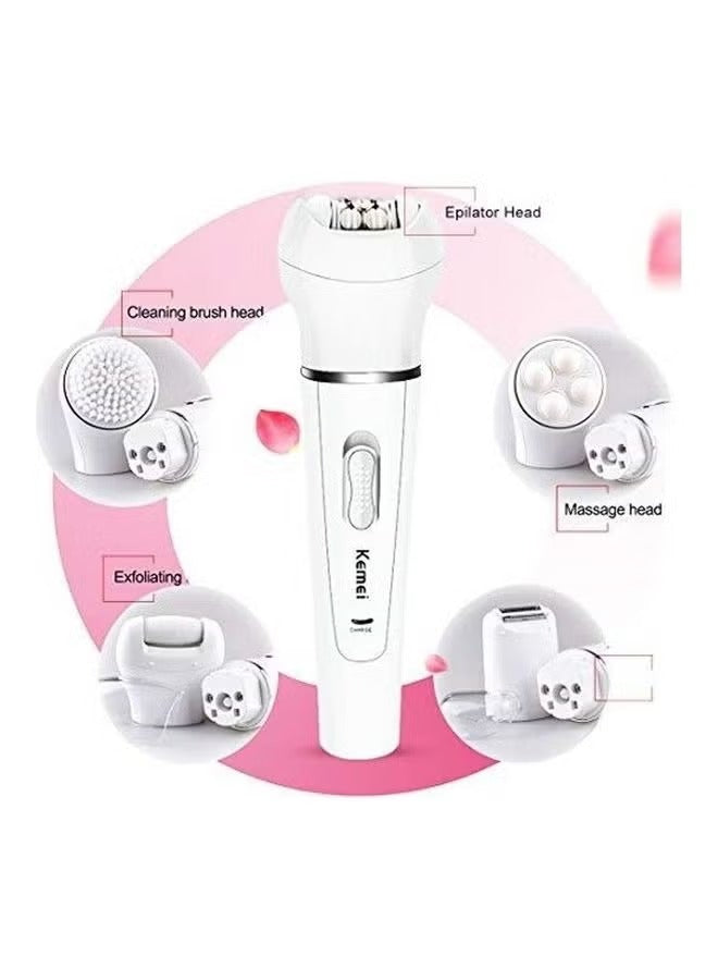 Premium 5-in-1 Women's Painless Hair Removal Epilator, Shaving Machine & Trimmer Kit - White