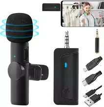 K35 Pro Wireless Lavalier Microphone System - 4-in-1 Clip-On Lapel Mic for iPhone, Android, PC & Cameras