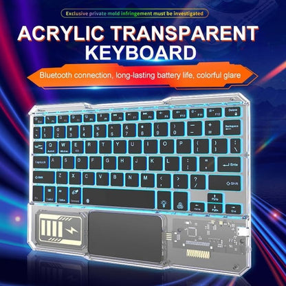 Premium Transparent Acrylic Bluetooth Keyboard with RGB Lighting & Built-in Touchpad - Wireless Multi-Device Keyboard