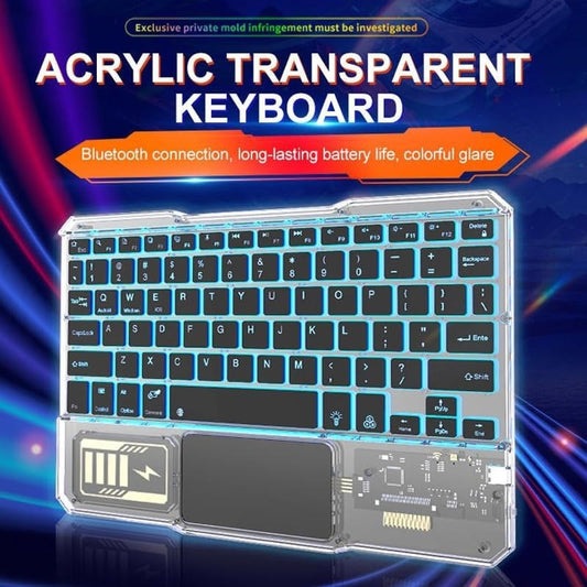 Premium Transparent Acrylic Bluetooth Keyboard with RGB Lighting & Built-in Touchpad - Wireless Multi-Device Keyboard
