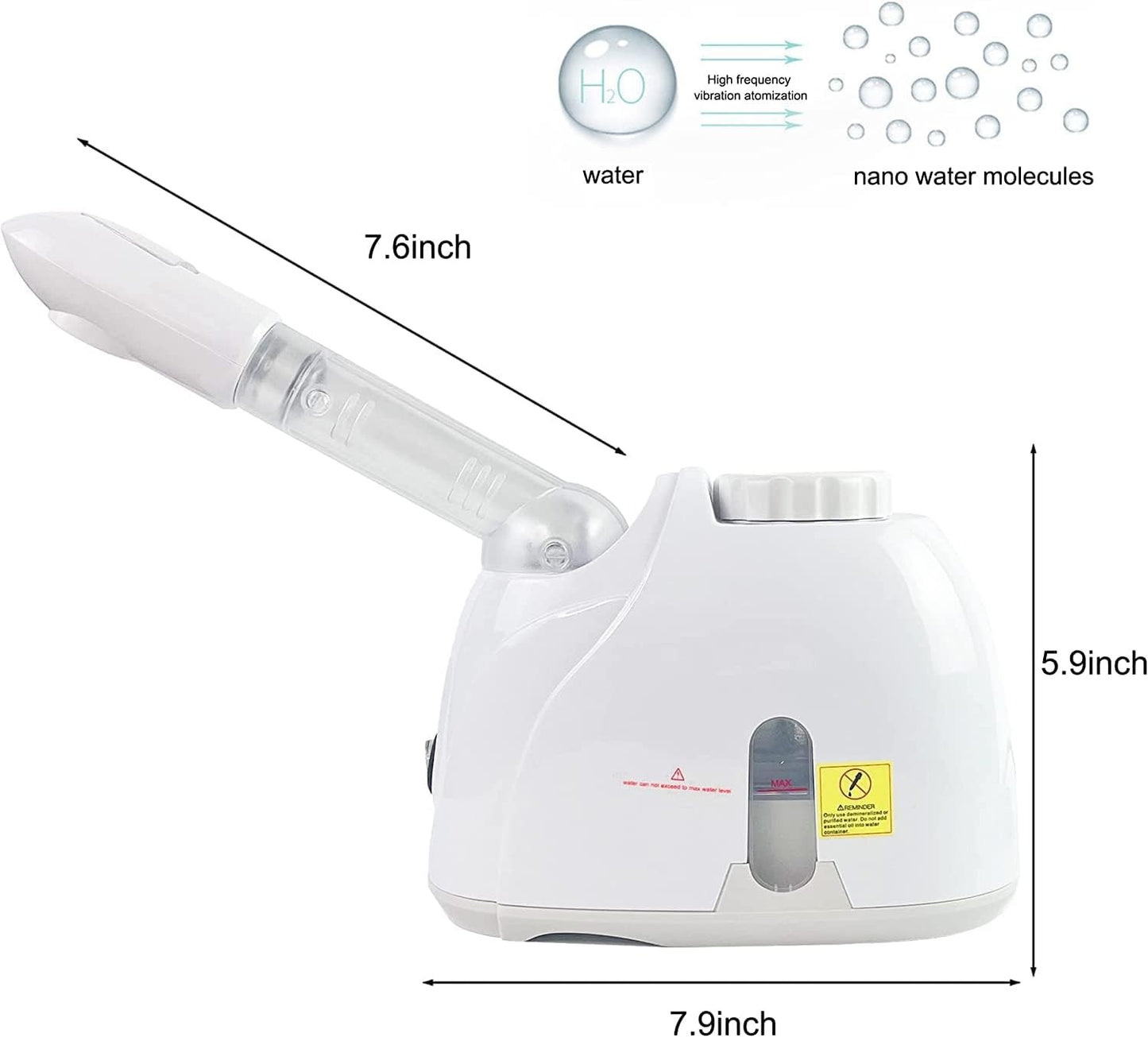 Professional 2-in-1 Nano Ionic Facial Steamer with Aromatherapy and Rotatable Nozzle