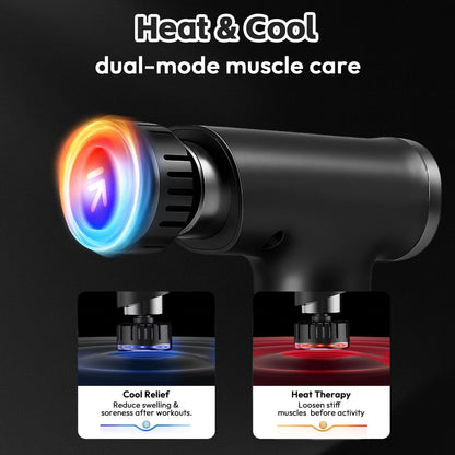 Portable Deep Tissue Massage Gun with Hot & Cold Compress Therapy - 9 Speeds & 9 Heads Handheld Muscle Massager