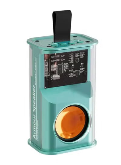 C2 Mini Portable Wireless Bluetooth Speaker with Transparent Cyberpunk Design, RGB LED Atmosphere Lights, and 360-Degree Surround Sound