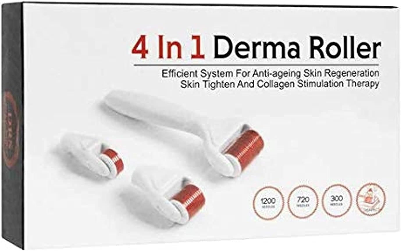4-in-1 Professional Derma Roller System - Microneedling Kit for Face and Body Skincare