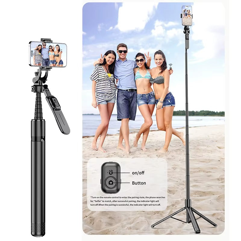 C08 2.02M Professional Ultra-Long Selfie Stick Tripod - Stable Aluminum Alloy Mobile Phone Stand with Detachable Bluetooth Remote