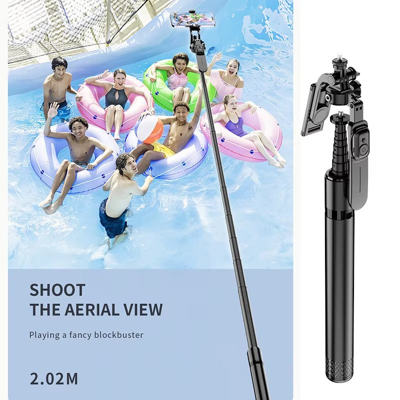 C08 2.02M Professional Ultra-Long Selfie Stick Tripod - Stable Aluminum Alloy Mobile Phone Stand with Detachable Bluetooth Remote