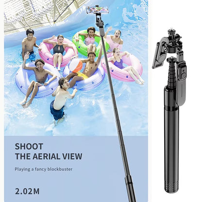 C08 2.02M Professional Ultra-Long Selfie Stick Tripod - Stable Aluminum Alloy Mobile Phone Stand with Detachable Bluetooth Remote