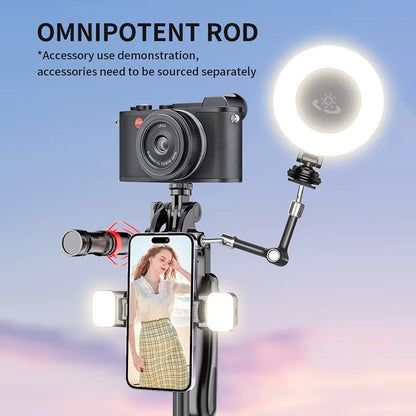 C08 2.02M Professional Ultra-Long Selfie Stick Tripod - Stable Aluminum Alloy Mobile Phone Stand with Detachable Bluetooth Remote