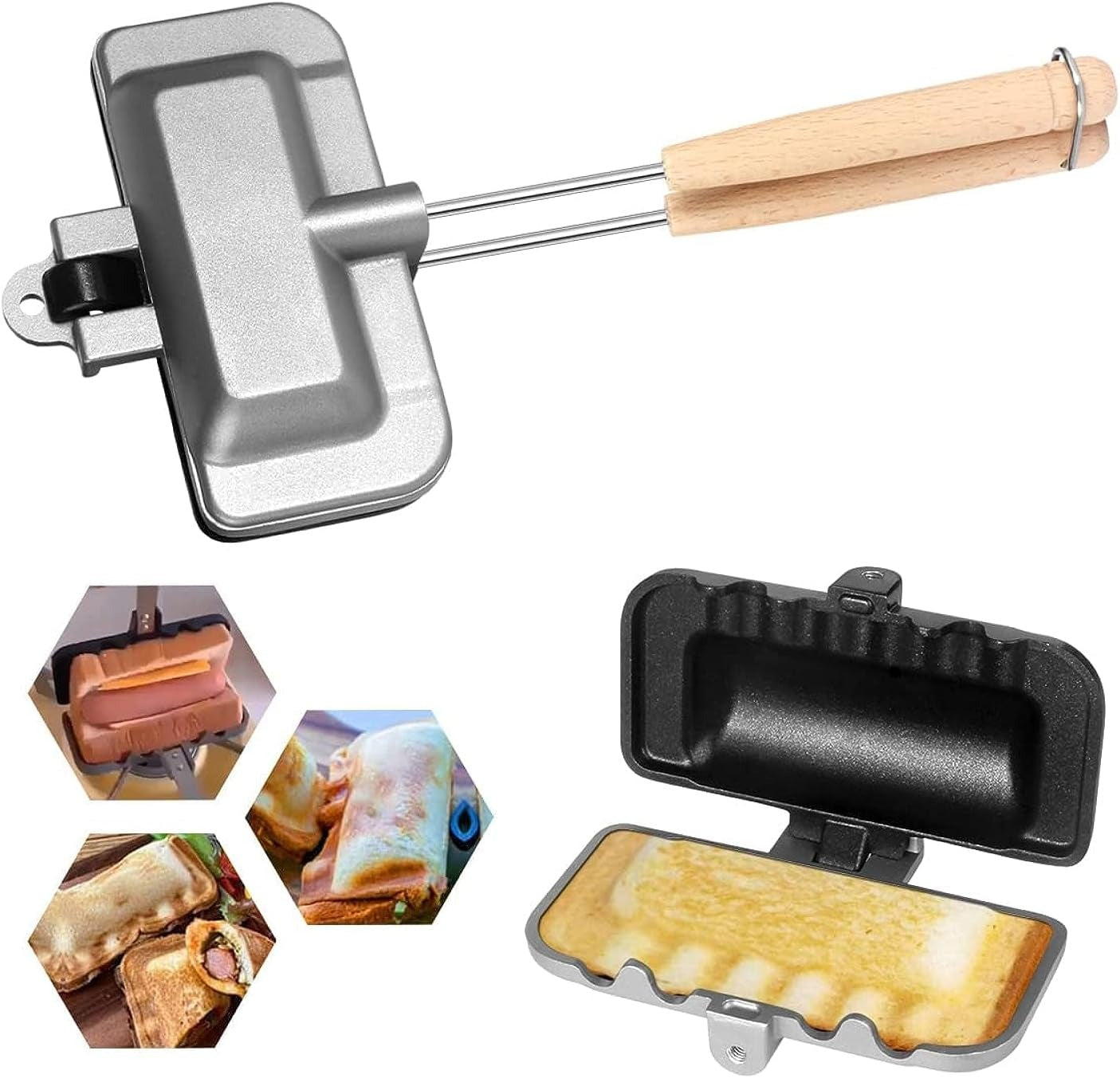 Premium Double-Sided Nonstick Sandwich Maker Pan – Aluminum Detachable Frying Skillet for Breakfast, Toast & Pancakes