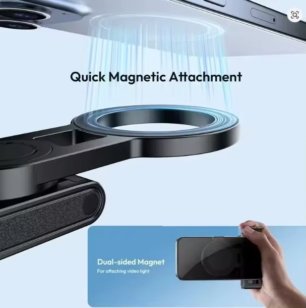 P15mini-C Magnetic 3-in-1 Selfie Stick Tripod with Bluetooth Remote - Portable MagSafe Compatible Wireless Phone Grip and Extendable Phone Stand