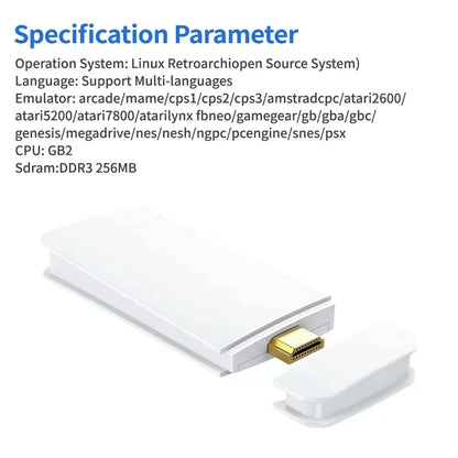 4K HD Wireless Retro Video Game Stick Console with Dual 2.4G Wireless Controllers - Plug and Play Emulator Supporting PS1, GBA, and MAME