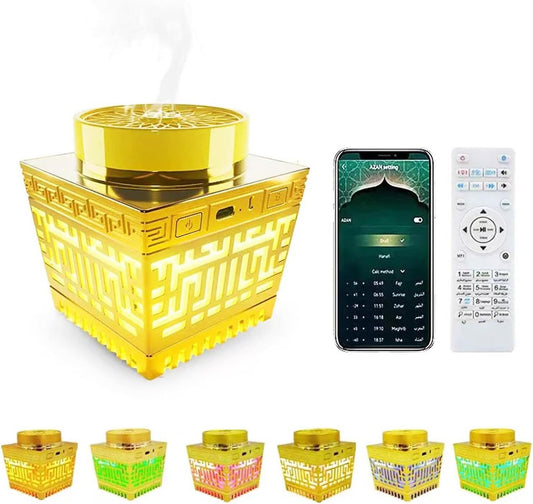 2-in-1 Portable Electric Bakhoor Burner & Bluetooth Quran Speaker - Rechargeable Aroma Diffuser with RGB Lights