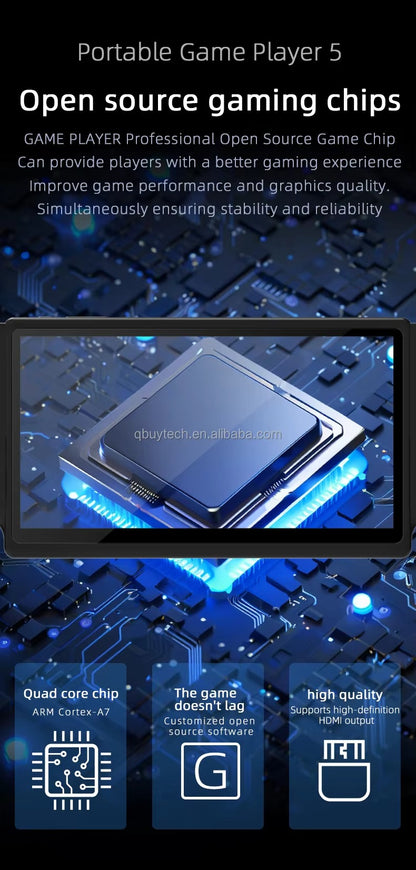 7.0-Inch Portable Handheld Game Console - HC8000 Open Source Linux System with Quad-Core CPU, 30+ Emulators, 3500mAh Battery & HDMI TV Output