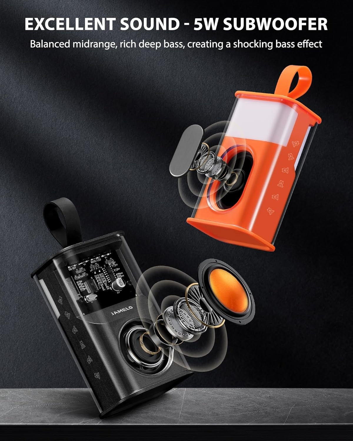 C2 Mini Portable Wireless Bluetooth Speaker with Transparent Cyberpunk Design, RGB LED Atmosphere Lights, and 360-Degree Surround Sound