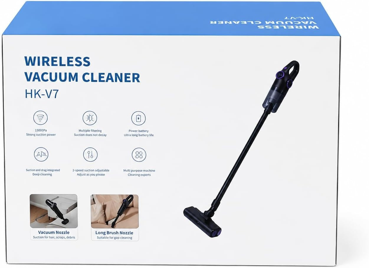 Wireless Vacuum Cleaner HK-V7 - 15000Pa Powerful Suction Cordless Stick Vacuum