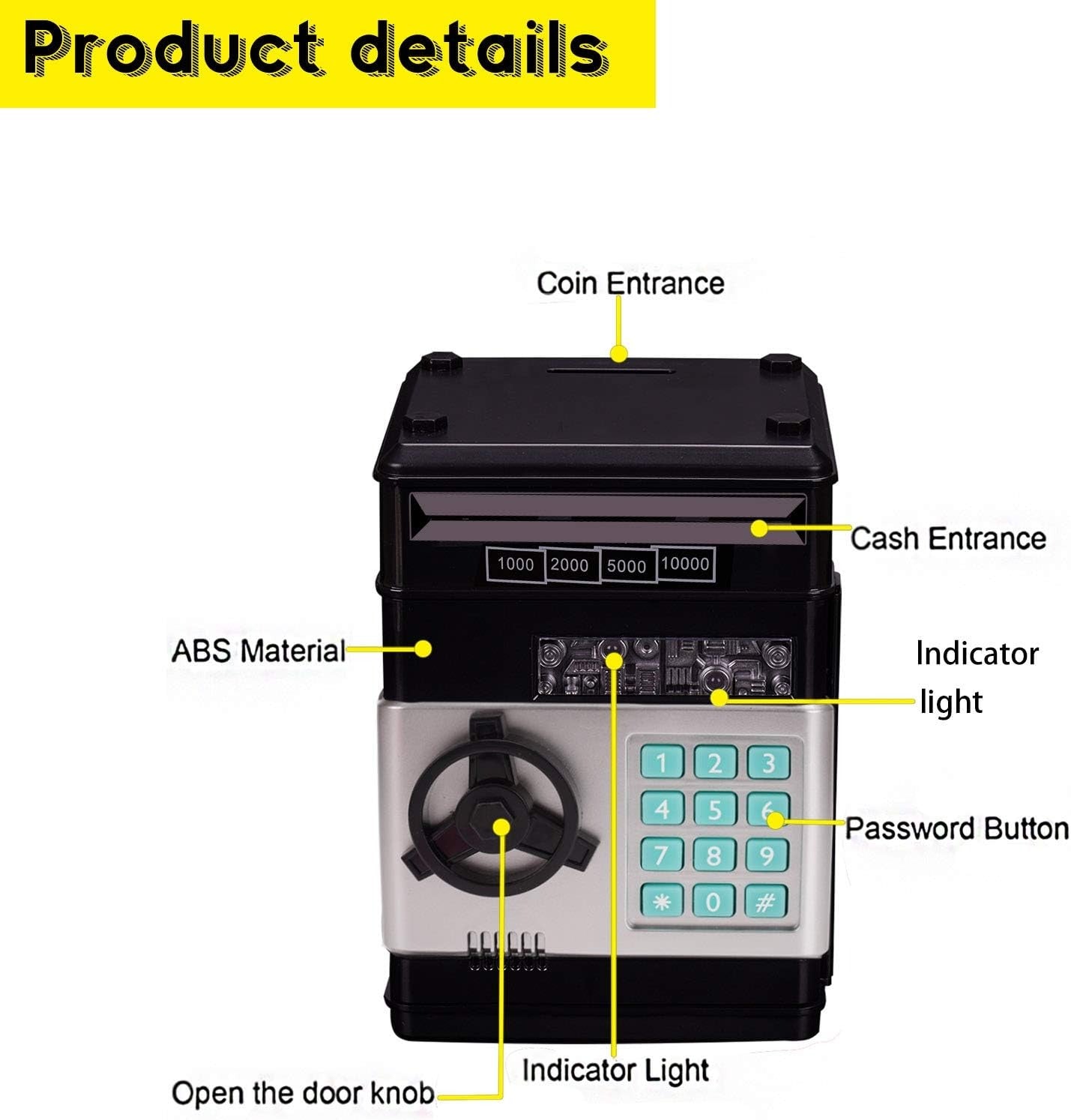 Premium Electronic Mini ATM Piggy Bank for Kids and Adults - Smart Password Safe