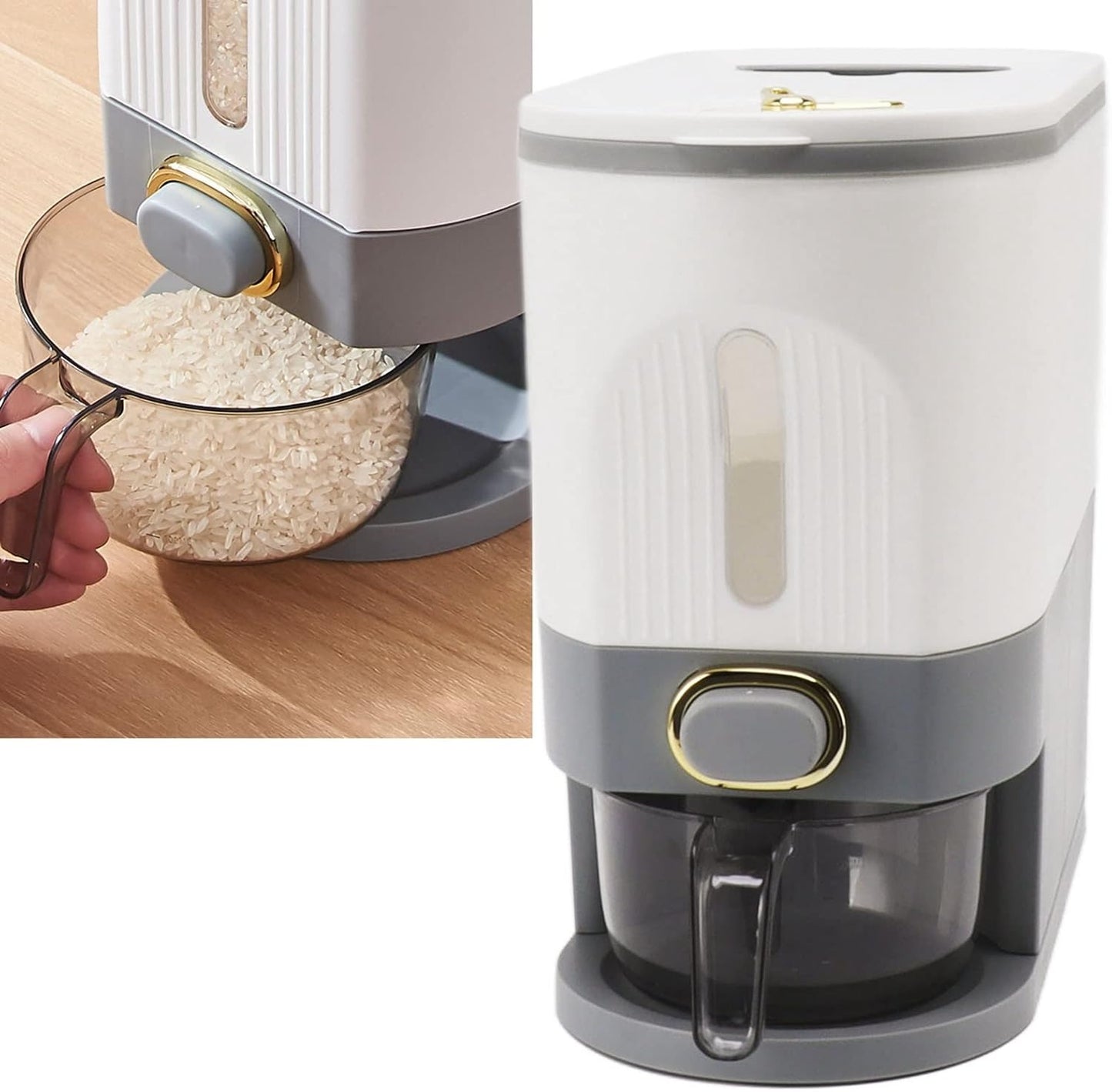 Smart Rice Dispenser - 10kg Moisture-Proof Grain Storage with Time Scale & Insect-Proof Box