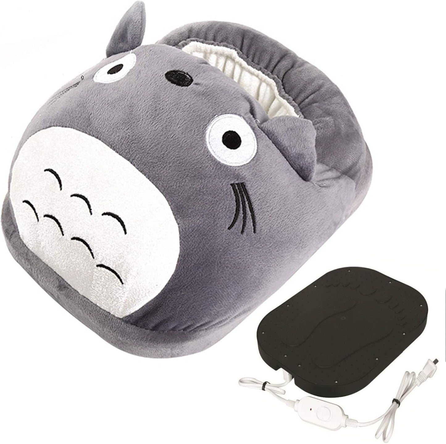 Electric Plush Foot Warmer Slipper with Adjustable Temperature Settings