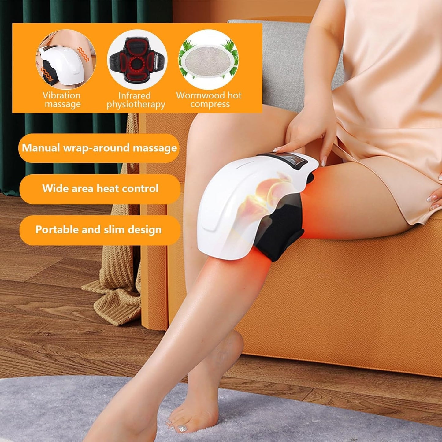 Premium Intelligent Cordless Knee Massager with Heat Therapy, Air Compression & Vibration for Joint Pain Relief
