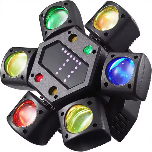 Professional 80W Mini Six-Arm LED Spider Moving Head Light - RGBW Stage Lighting with 540-Degree Rotation for DJ, Disco, and Club Events