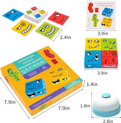 Wooden Expression Puzzle Building Blocks Game