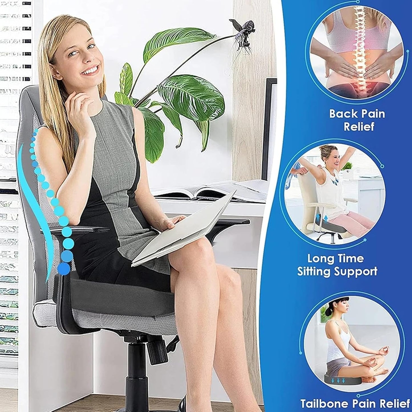 Orthopedic U-Shaped Memory Foam Seat Cushion for Sciatica & Tailbone Pain Relief