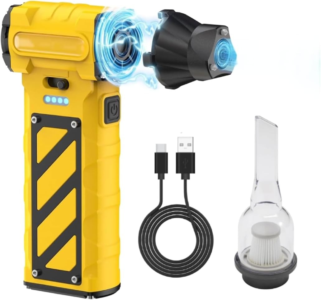 Premium 110,000 RPM Cordless Compressed Air Duster & Mini Vacuum - 3-in-1 Portable Jet Blower with Emergency Tools