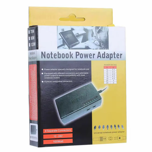 Universal 96W Laptop AC Power Adapter - Adjustable Voltage Charger with 8 Swappable DC Connectors