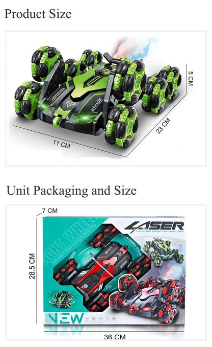 High-Speed 2.4G RC 8-Wheel Stunt Car - 360-Degree Spinning Drift Vehicle with LED Lights & Spray Effect