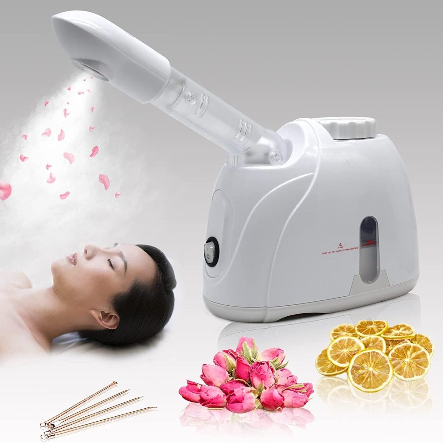 Professional 2-in-1 Nano Ionic Facial Steamer with Aromatherapy and Rotatable Nozzle
