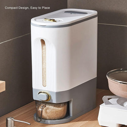 Smart Rice Dispenser - 10kg Moisture-Proof Grain Storage with Time Scale & Insect-Proof Box