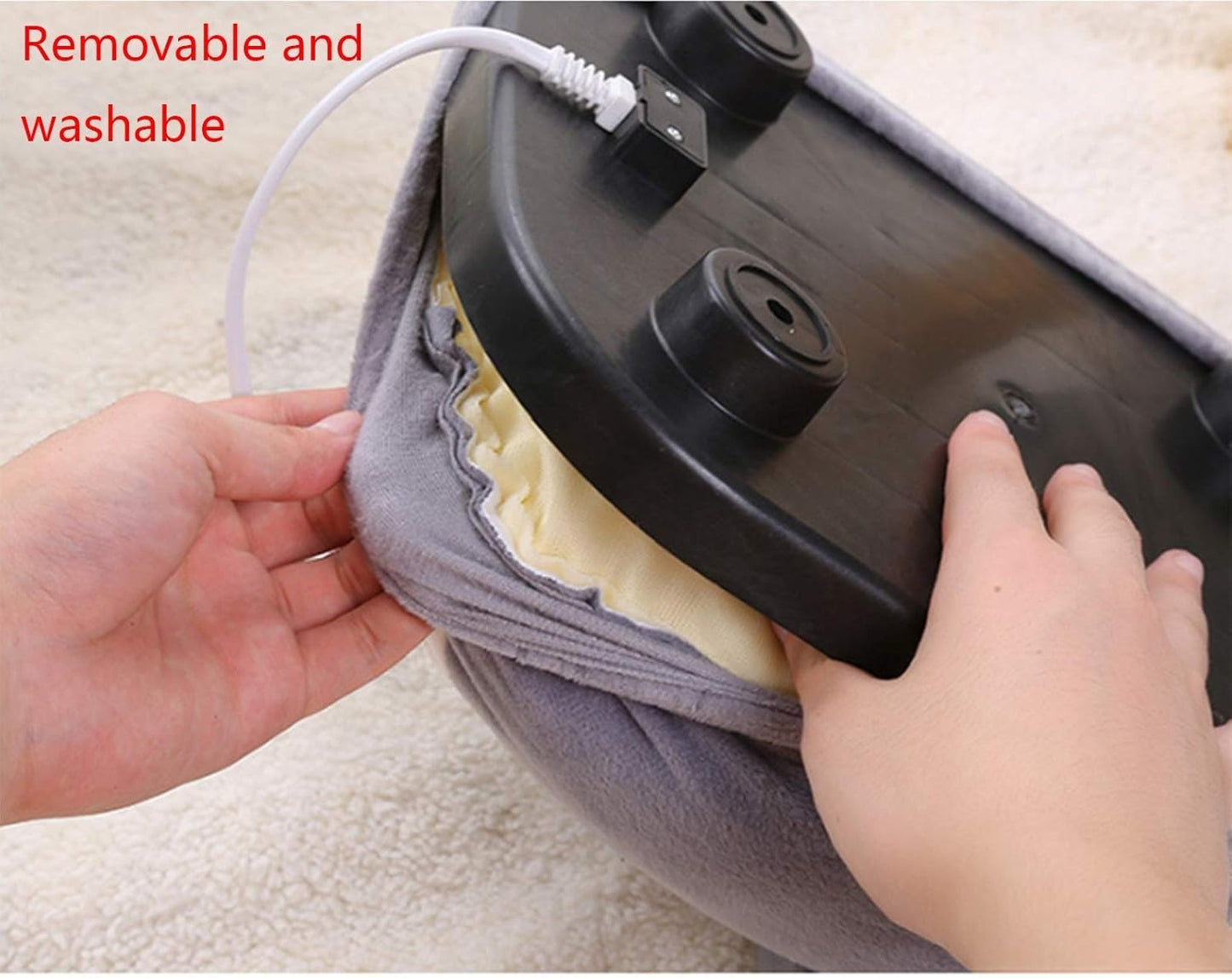 Electric Plush Foot Warmer Slipper with Adjustable Temperature Settings