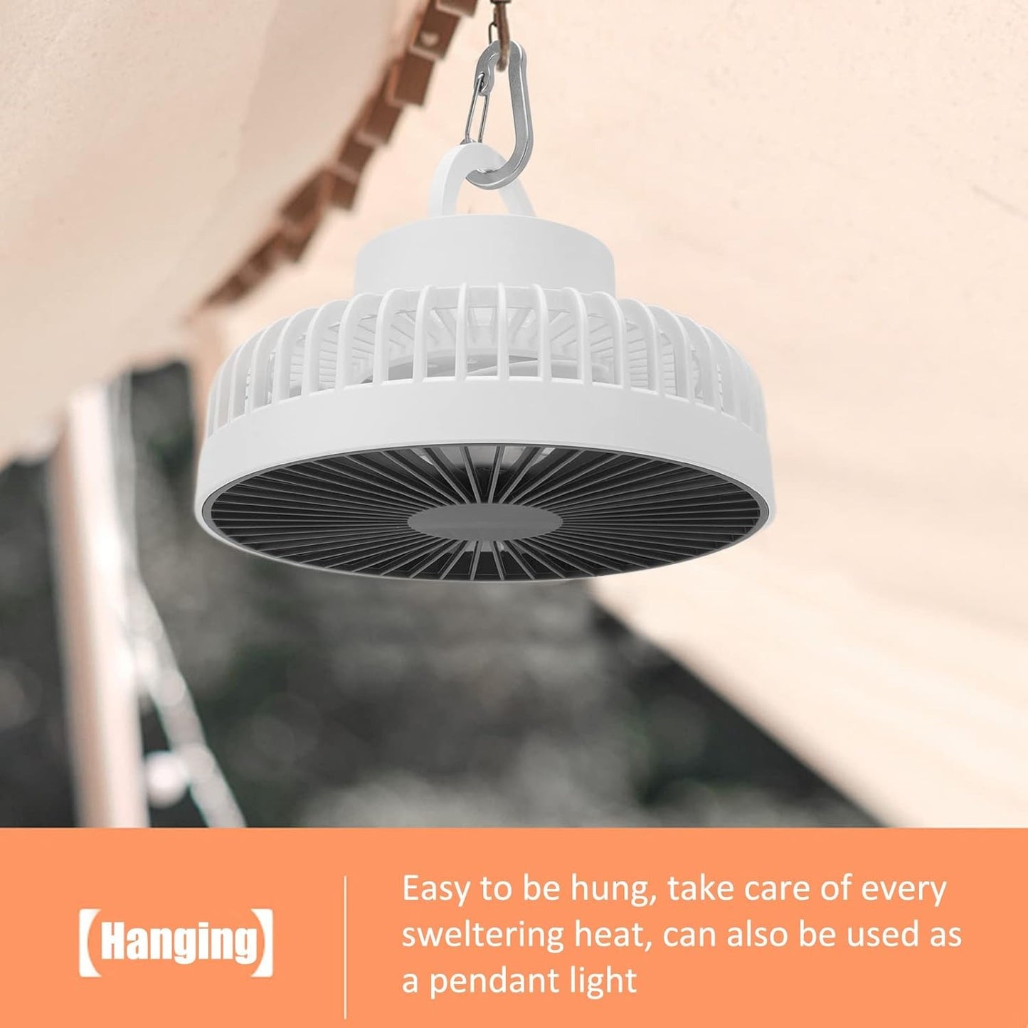 Portable 2-in-1 Tripod Stand & Hanging Camping Fan - USB Rechargeable 4000mAh Travel Desk Fan