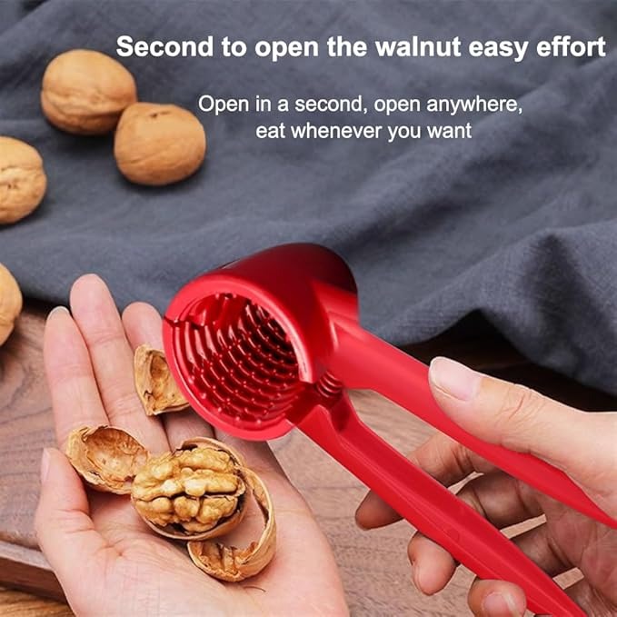Premium Heavy-Duty Aluminum Nutcracker Tool with Ergonomic Handle & Nut Pick - Red