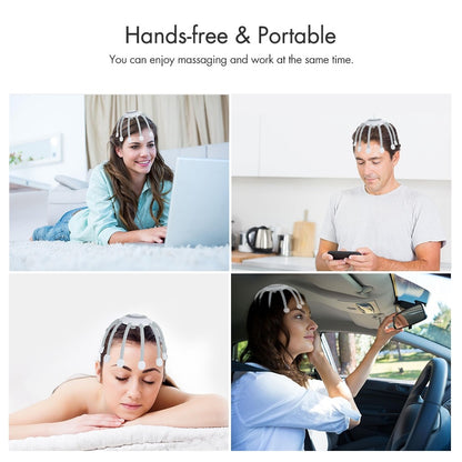 Intelligent Hands-Free Electric Scalp Massager - USB Rechargeable Head Scratching Claw with 4 Vibration Modes for Stress Relief