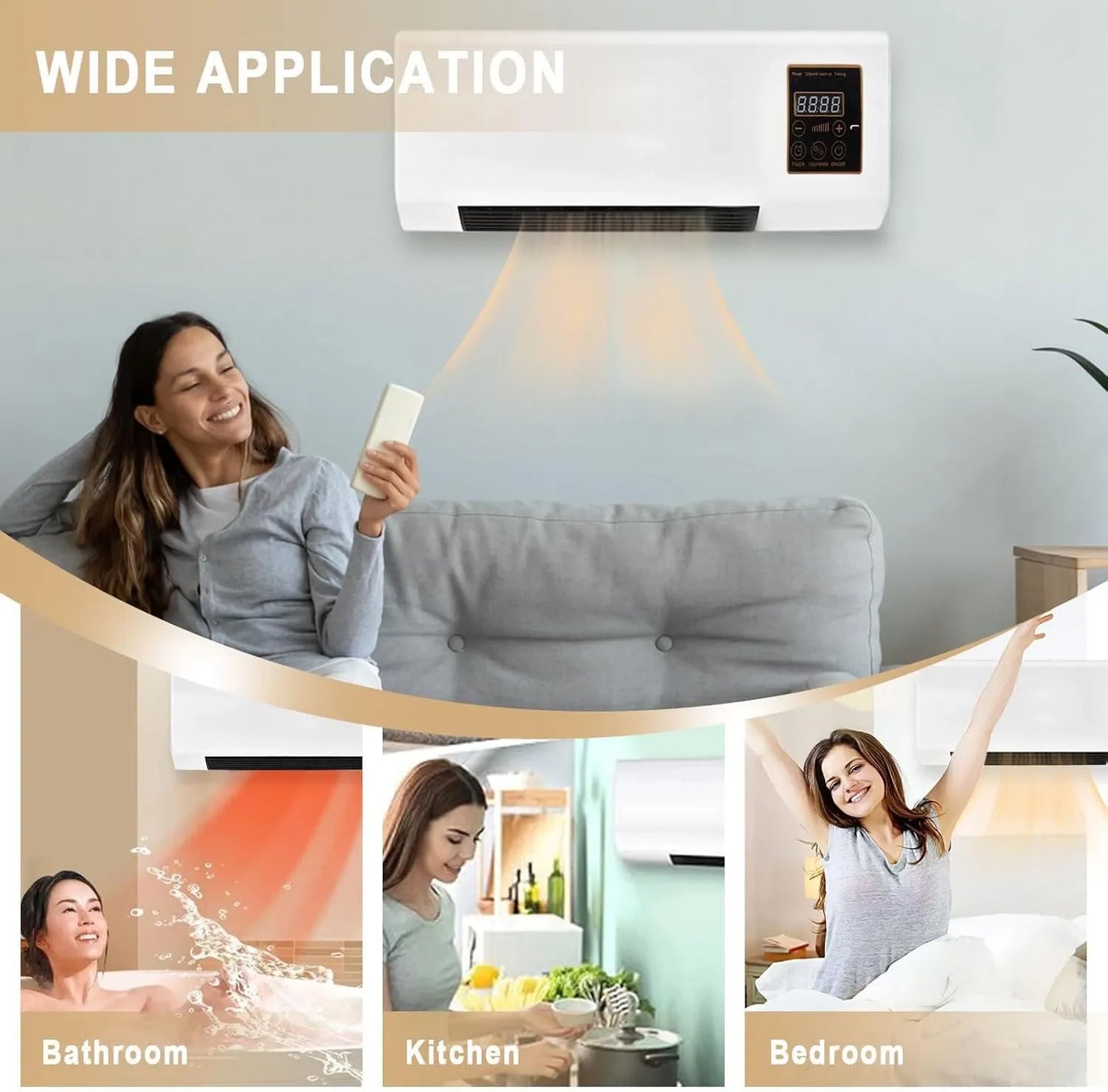 2-in-1 Wall Mounted Electric Heater & Cooling Fan - Portable Mini Climate Control with Remote & Timer