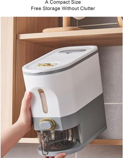 Smart Rice Dispenser - 10kg Moisture-Proof Grain Storage with Time Scale & Insect-Proof Box
