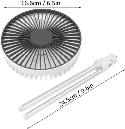 Portable 2-in-1 Tripod Stand & Hanging Camping Fan - USB Rechargeable 4000mAh Travel Desk Fan