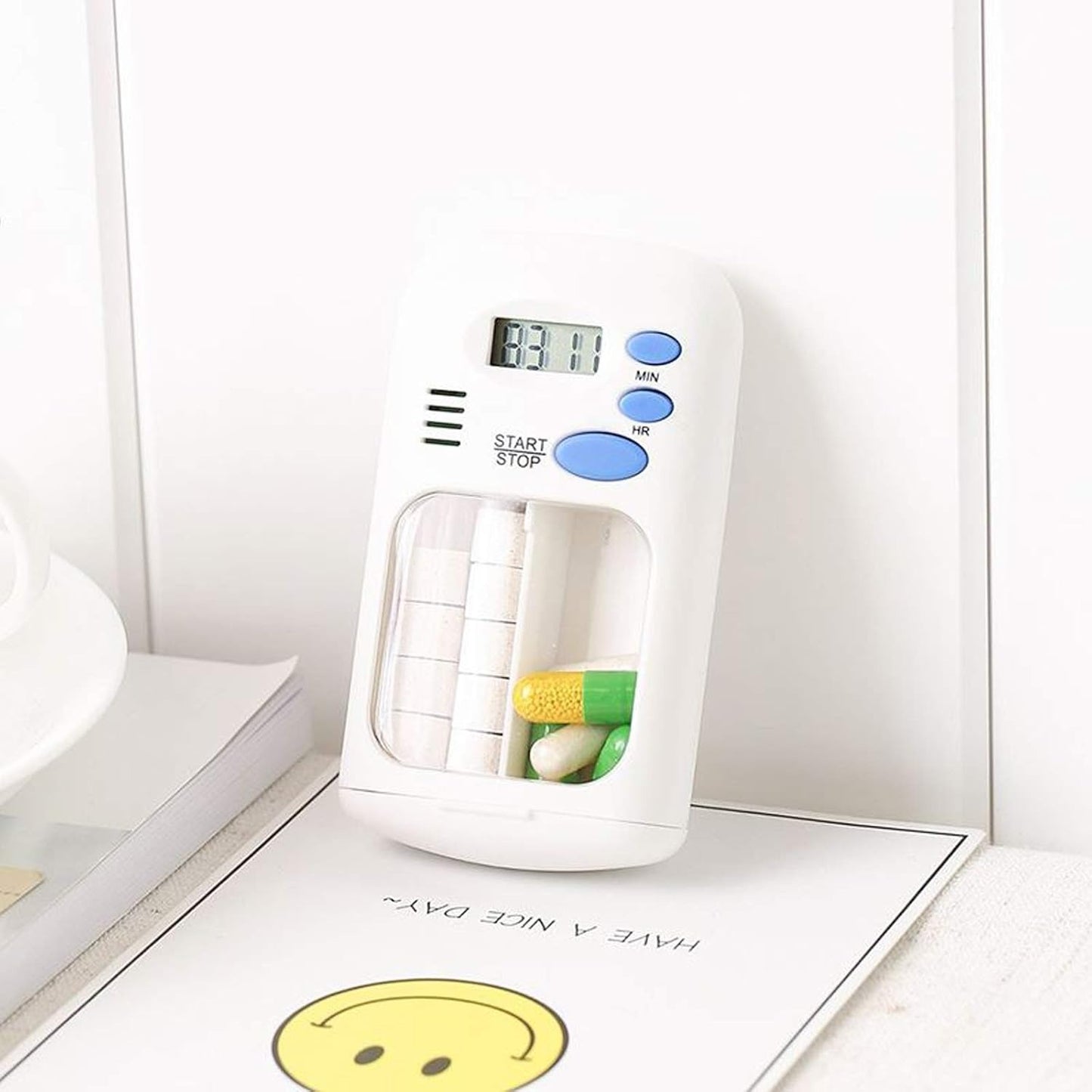 Smart Electronic Pill Dispenser with Alarm Reminder & LCD Timer - Portable 2-Compartment Medicine Organizer