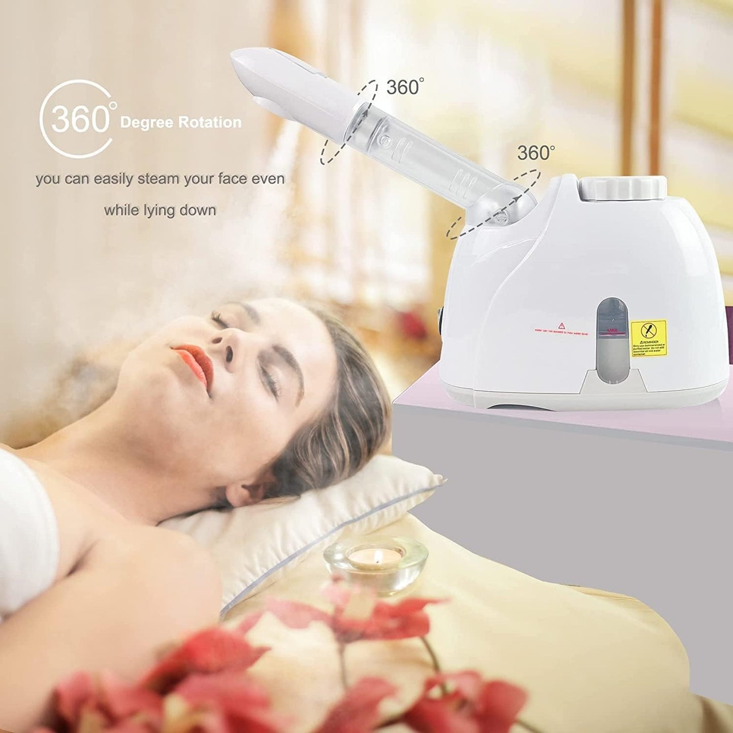 Professional 2-in-1 Nano Ionic Facial Steamer with Aromatherapy and Rotatable Nozzle