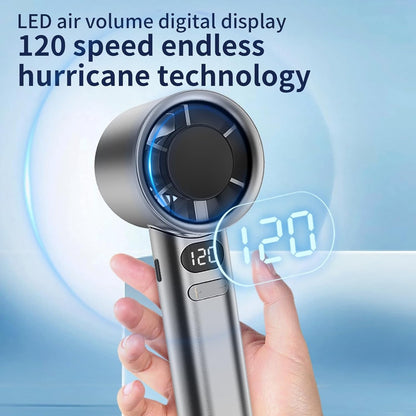 Mini Portable Handheld Turbo Fan with 120-Speed Stepless Regulation and LED Display