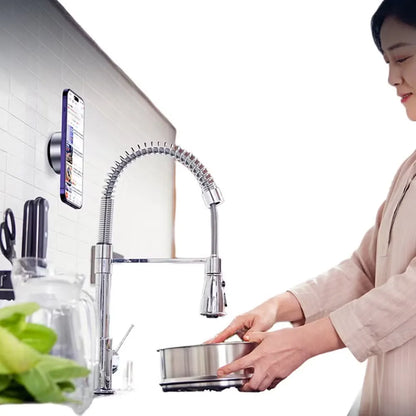 Magnetic Vacuum Suction Phone Holder - Rechargeable 65Kpa Auto-Adsorption Universal Stand for Car, Kitchen, Gym & Mirrors