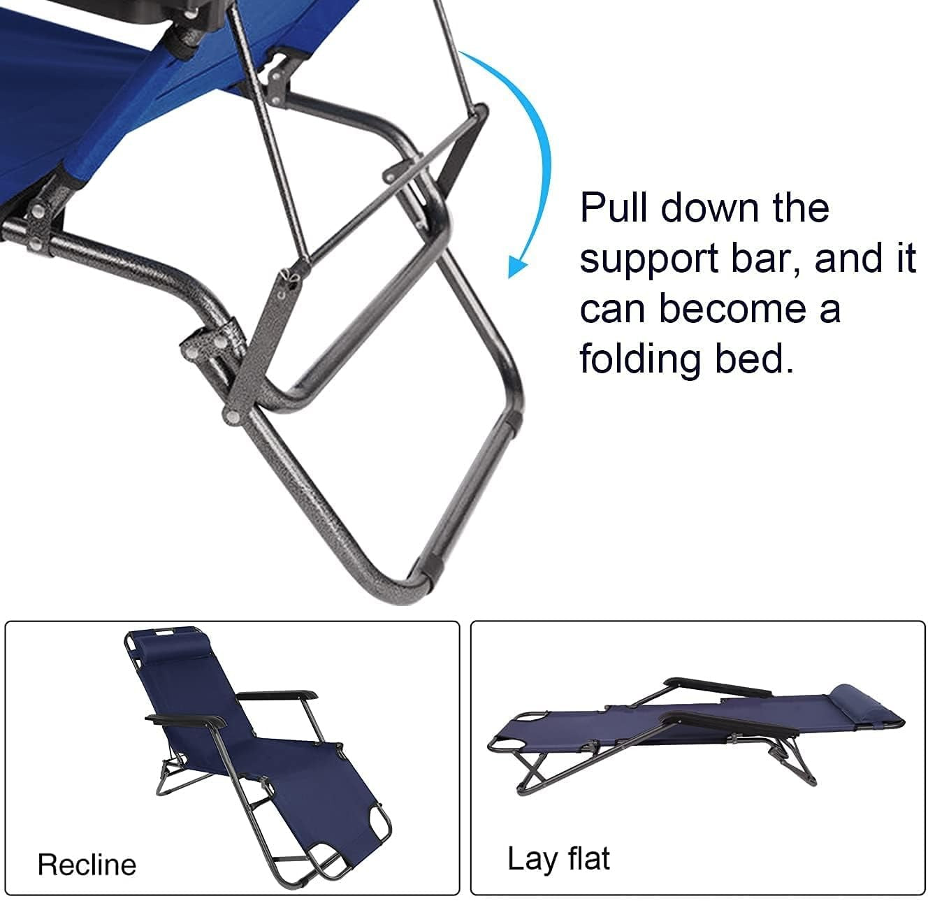 Outdoor Zero Gravity Folding Lounge Chair for Patio and Camping - Blue