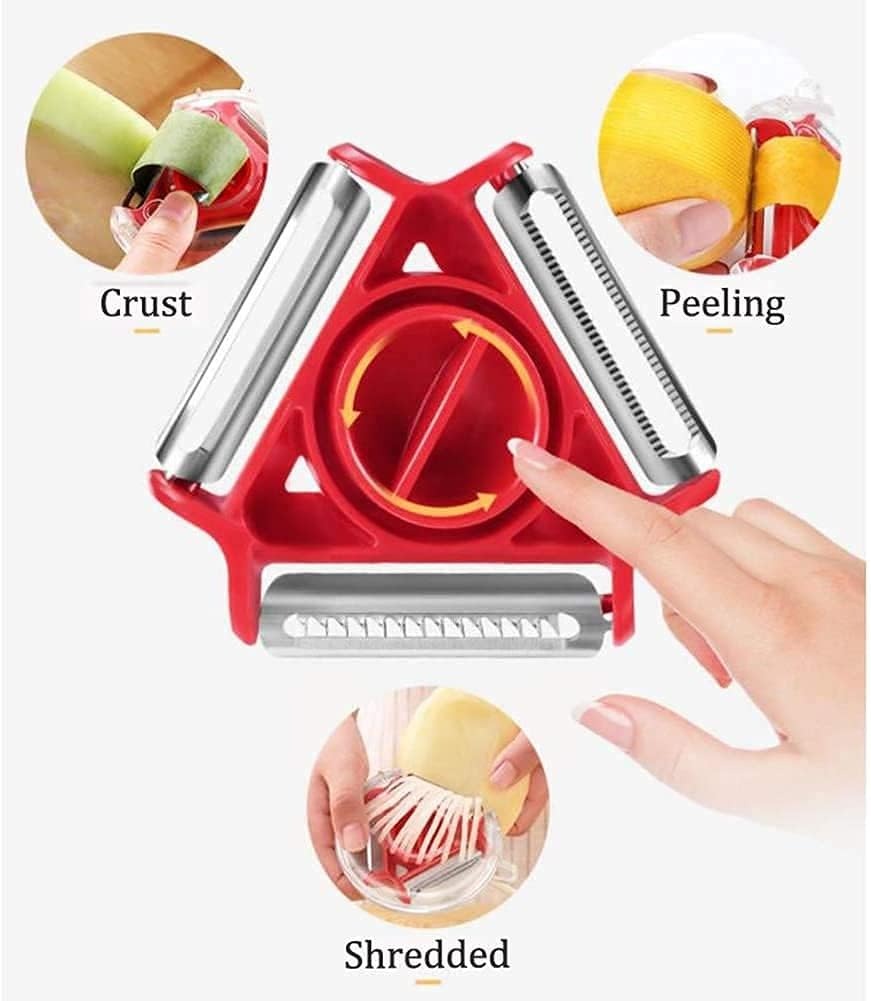 3-in-1 Multifunctional Rotary Vegetable Peeler - Stainless Steel Julienne Slicer and Fruit Peeling Tool