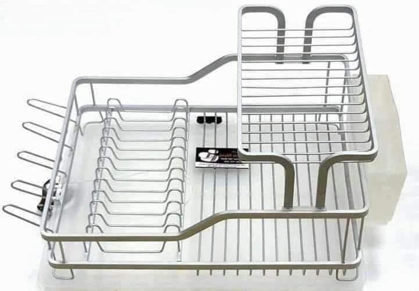 Premium 2-Tier Aluminum Dish Drying Rack with Removable Drainboard and Utensil Holder for Kitchen Countertops