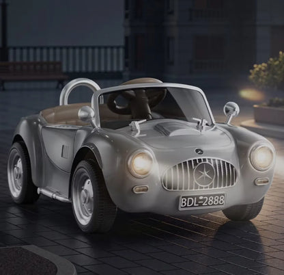 Retro Classic Electric Car for Kids, with Music, Suitable for Boys and Girls, Can Be Sat on, Remote Controlled, and Rechargeable.